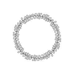 Line art wreath on white background