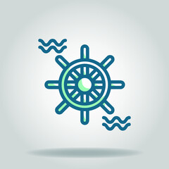 ship wheel icon or logo in  twotone
