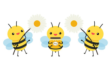 Bee character design.  bee on white background.