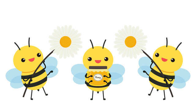 Bee character design.  bee on white background.
