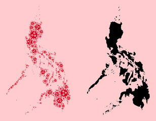 Fototapeta premium Vector Mosaic Map of Philippines of SARS Virus Parts and Solid Map