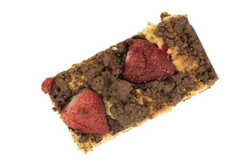 homemade yeast cake with strawberries