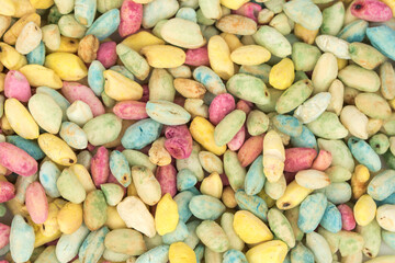 sweet colorful puffed rice grain