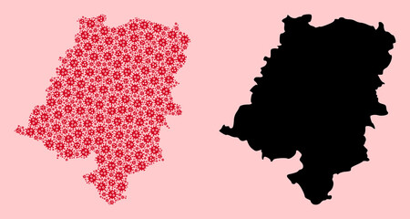 Vector Collage Map of Opole Province of Pandemic Virus Particles and Solid Map