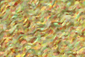 Brown and green waves dry brush oil paint background, digitally created.