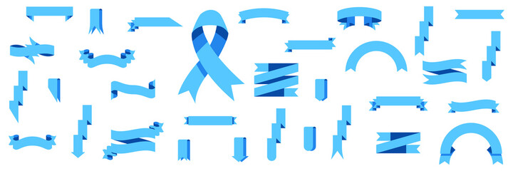 Abstract Set Collection Flat Banner Ribbon Elements Color Retro Flag, Tape For Text, Price Tag, Sale Label Isolated Vector Design Style Illustration Blank Template Different Shapes