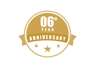 06 years anniversary, 06-year Elegant anniversary design. 06 years anniversary logo template.