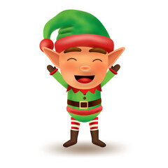Vector illustration of Little elf isolated on white background.

