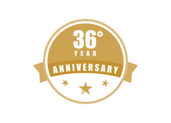 36 years anniversary, 36-year Elegant anniversary design. 36 years anniversary logo template.