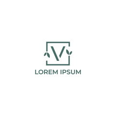 Sign the letter V Brand Identity natural logo design vector template