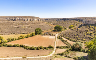 dirt road through the valley close to Rello village, province of Soria, Castile and Leon, Spain