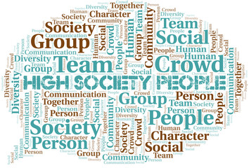 High Society People word cloud create with text only.