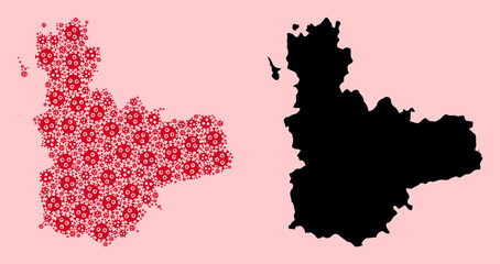 Obraz premium Vector Mosaic Map of Valladolid Province of Coronavirus Parts and Solid Map