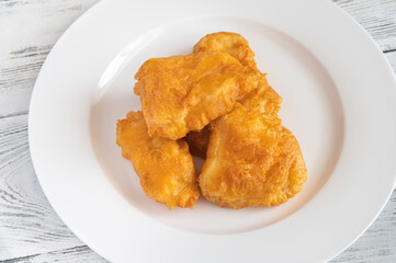 Slices of battered fish