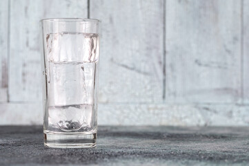 Glass with ice cubes