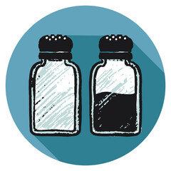 Icon Salt and pepper spices in jars salt and pepper shakers