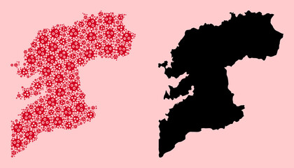 Vector Mosaic Map of Pontevedra Province of Infection Icons and Solid Map