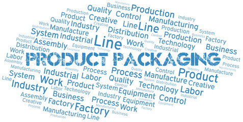 Fototapeta premium Product Packaging word cloud create with text only.