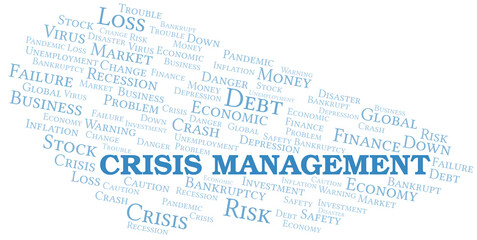 Crisis Management word cloud create with text only.