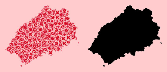 Vector Collage Map of Saint Helena Island of Flu Virus Icons and Solid Map