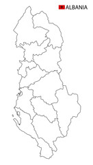 Albania map, black and white detailed outline regions of the country.