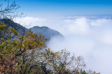 Obraz na płótnie Canvas Beautiful Mountain Lu geopark landscapes in late autumn, Jiujiang, Jiangxi, China