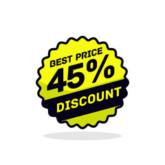 45 percent Sale tags. Special offer, big sale, discount, best price, mega sale banner set