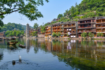 Obraz premium Fenghuang Ancient City Summer Scenery, Xiangxi, Hunan, China