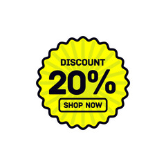 20 percent discount abstract yellow vector eps