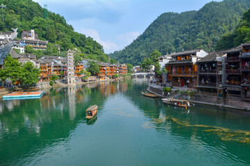 Obraz premium Fenghuang Ancient City Summer Scenery, Xiangxi, Hunan, China