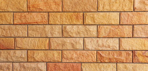 Horizontally Brick Background Orange Color, Suitable for wallpapers.