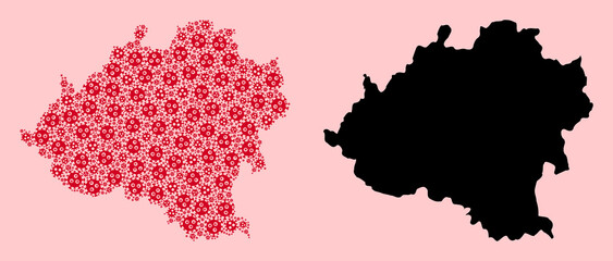Obraz premium Vector Collage Map of Soria Province of Flu Virus Items and Solid Map