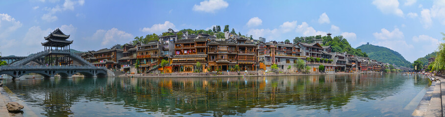 Fototapeta premium Fenghuang Ancient City Summer Scenery, Xiangxi, Hunan, China