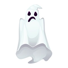 Halloween party poster with scary ghost spooky character vector illustration. Night horror invitation card.