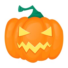 Scary Jack O Lantern halloween pumpkin with candle light inside