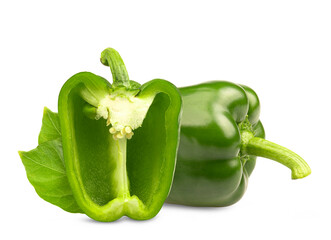 Pepper. Slice of green paprika isolated.