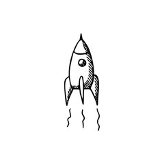 Vector doodle element isolated on white background. Spaceship