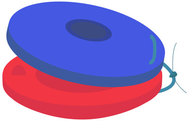 かわいい青と赤のカスタネットのイラスト