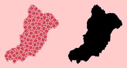 Obraz premium Vector Mosaic Map of La Graciosa Island of Covid-2019 Virus Items and Solid Map