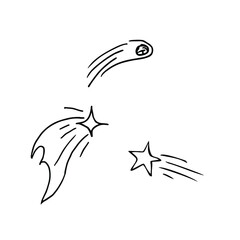 Single vector doodle element isolated on white background. Comets