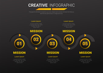 Infographic design template with numbers 5 option can be used for workflow layout, diagram, number step up options. 