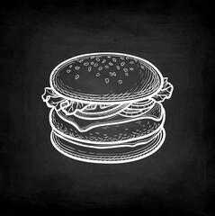 Chalk sketch of hamburger.