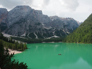 Landscape view of lake of Braies
