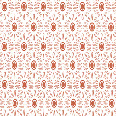 Bohemian, modern boho chic seamless pattern with hand drawn flowers,abstract shapes in hand drawn style. Vector boho seamless repeating background, digital paper, fabric, wallpaper, stationery