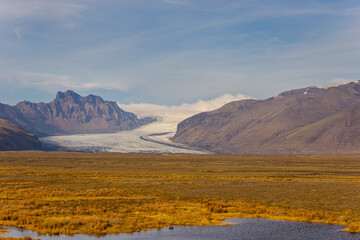 Landscape of glacier of Jökulsárlón . SuðUrlandsvegur,  in Sveitarfélagið hornafjörður, at South region (ICELAND)