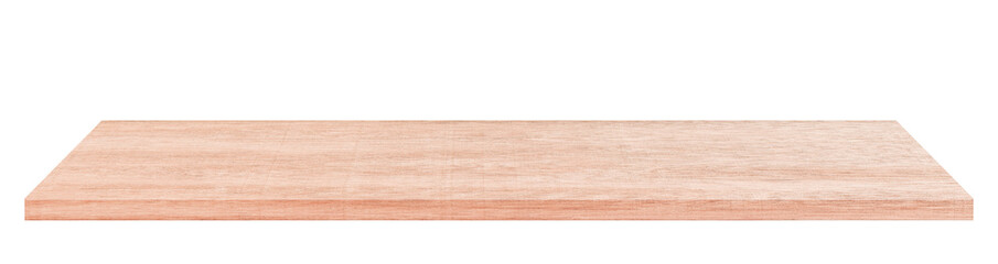 Vintage wooden tabletop or wood shelf isolated on white background. Object with clipping path.