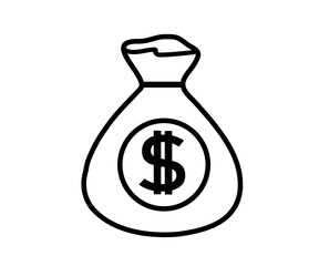 Money bag on a white background. Silhouette. Vector illustration.