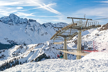 Dolomites landscape panorama in winter, Italy, Arabba