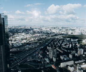 Naklejka na ściany i meble aerial view of the city on a clear day. metropolis, skyscraper