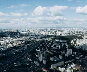 Obraz premium aerial view of the city on a clear day. metropolis, skyscraper